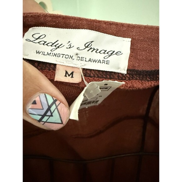 Lady’s Image Blazer Medium Rust Red Blazer Jacket Lagenlook Artsy Linen - Picture 4 of 10